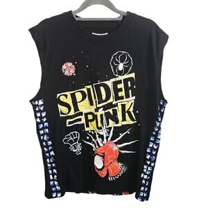 Spiderman Spider Punk Sleeveless Tee Shirt Black Alternative Emo Grunge Men's M
